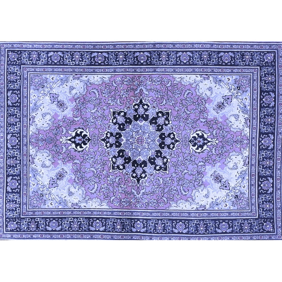 Ahgly Company Machine Washable Indoor Rectangle Medallion Blue Traditional Area Rugs, 2' x 4'