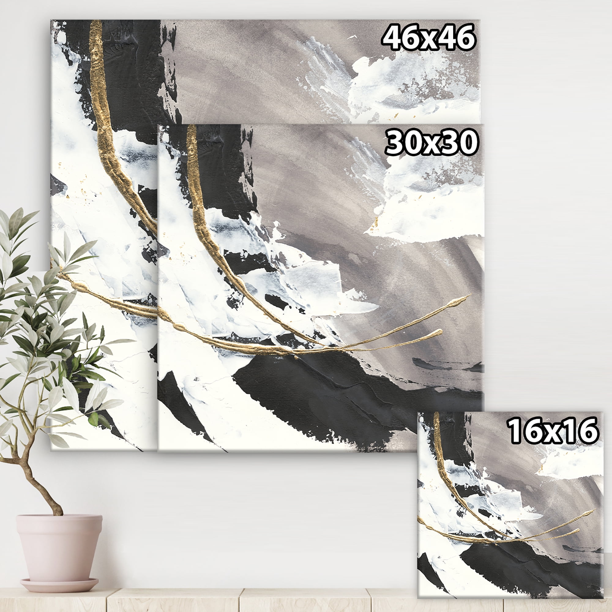 Designart 'Glam Painted Arcs II' Transitional Canvas Artwork