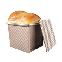 Bread Toast Mold with Cover Non-Stick Mini Pullman Loaf Tin with Lid Aluminum Alloy Square Loaf Pan Toast Bread Box Cube Bread Tins Sandwich Loaf Bread Pan for Baking 0.55bl