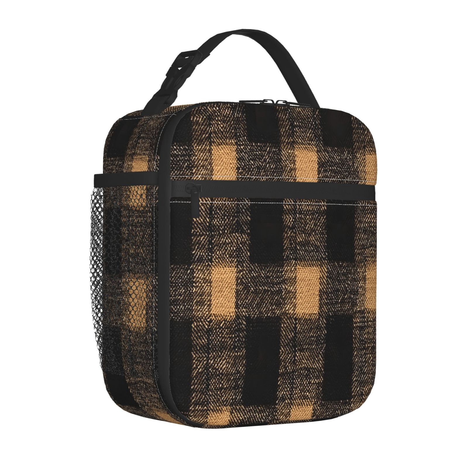 Lunch Bag For Women Men Insulated Portable Lunch Box Bento Box Office Picnic Travel Cooler Bag Argyle Plaid Brown_17043_1