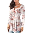 thumbnail image 4 of FOLUNSI Womens Plus Size Tunic Tops Long Sleeve Casual Floral Henley Shirts M-4XL, 4 of 5