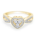 thumbnail image 3 of Round Cut Natural White Diamond Heart Frame Split Shank Engagement Ring In 14K Yellow Gold Plated 925 Sterling Silver (Color: I-J, Clarity: I2-I3, 0.03 Cttw) -8.5, 3 of 8