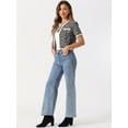 thumbnail image 4 of DARING DIVA Women's Short Sleeve Tweed Jacket Crew Neck Button Front Cropped Cardigan M Black, 4 of 6