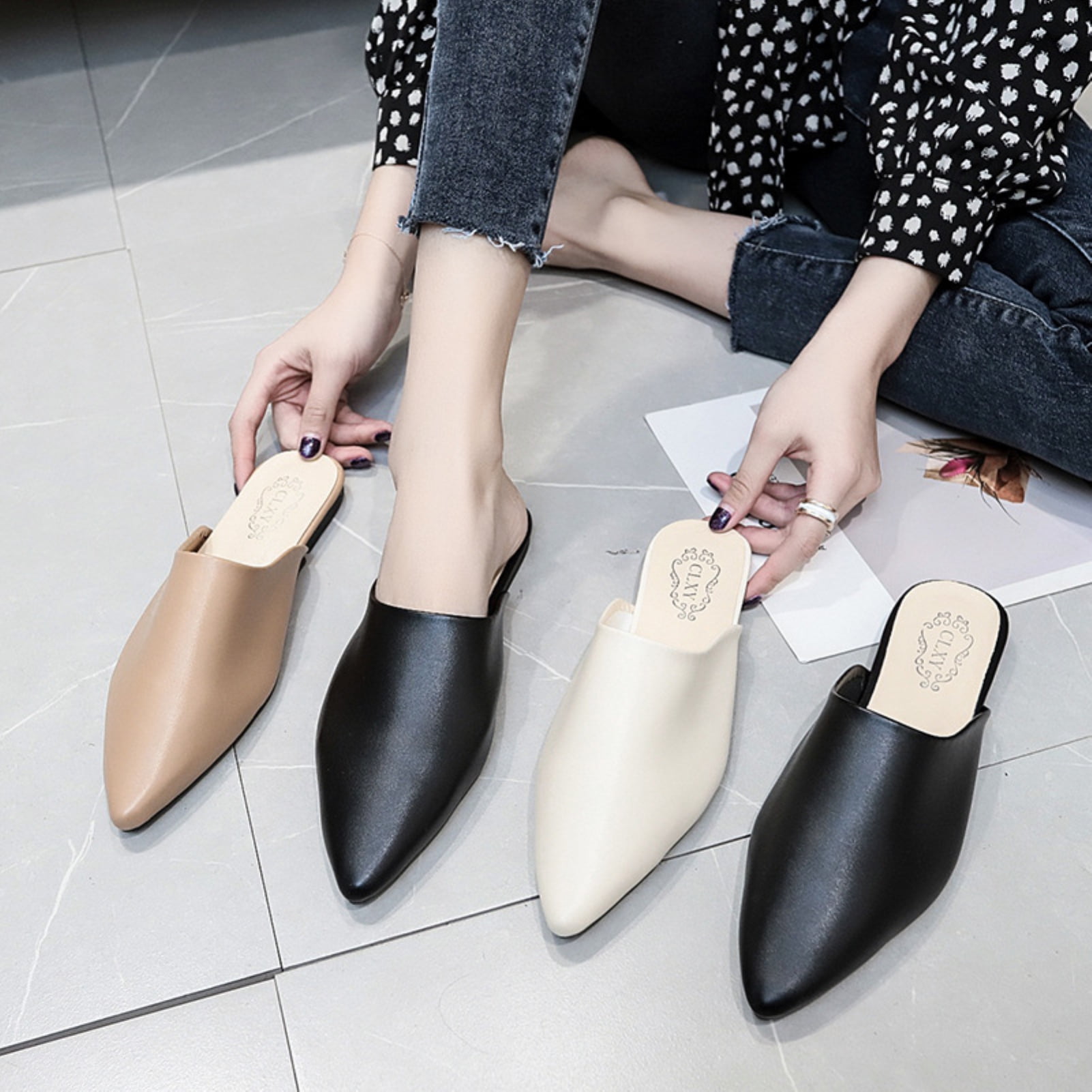 Gloss pointed mules outlet