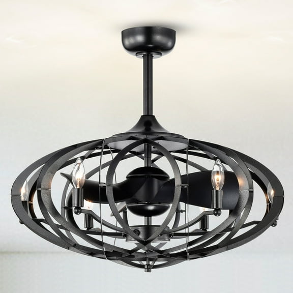 Warehouse of Tiffany Neo 29-inch Gun Metal Grey 6 Lights 3 Blades Lighted Ceiling Fan with Remote
