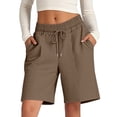 thumbnail image 2 of Shorts for Women Soild Color Elastic Waist Drawstring Workout Shorts with Pocket Fashion Loose Fits Casual Summer Shorts, 2 of 5