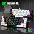 thumbnail image 2 of Zootealy Clavier de Jeu Compact à Membrane 61 Touches avec Ligne de Touches Divisée, Rétroéclairage RVB Bicolore, Disposition Mini 60 %, Coloris Noir et Blanc, Inclut une Souris G3, 2 of 7