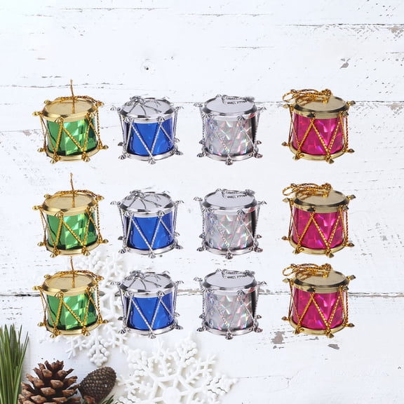 LOLIPPYY 12-Piece Drummer Christmas Ornaments Set with Stylish Glitter Paper Design for Festive Home Decoration