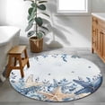 thumbnail image 3 of Blue Starfish Coastal Round Area Rug 3.3Ft Washable Circle Rugs for Dining Room Table, Eucalyptus Summer Nautical Shell Non-Slip Carpet Floor Mats Indoor Outdoor Carpet Runner Aesthetic Home Decor, 3 of 8