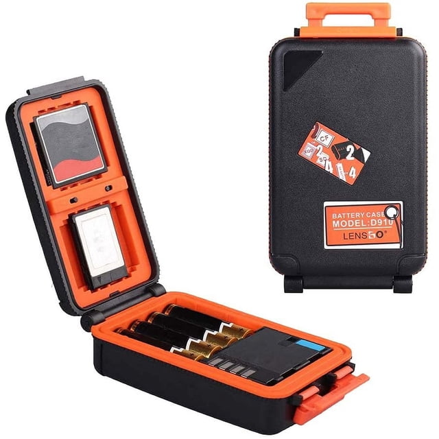 Camera Battery Memory Card Case, Memory Card Hard Protector Case Professional Water-Resistant Anti-Shock Camera Battery Storage Box for 2 Camera Batteries 4 SD Cards 2 XQD Cards or 2 CF Cards O