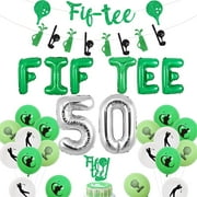 Golf 50th Birthday Party Decorations, 50th Birthday Decorations for Women Men Golf Balloon Glitter Banner Garland Cake Topper for 50th Fiftee Golf Party Supplies