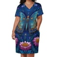 thumbnail image 3 of Ornate Butterfly Cosmic Floral Art Women's Summer Short Sleeve Casual Dresses Party Dress, 3 of 6