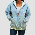 thumbnail image 6 of idosla Womens Zip Up Hoodies Oversized Sweatshirts Drawstring School Butterfly Printed Outfits Casual Jackets 2025 Clothes (Light Blue, L), 6 of 7