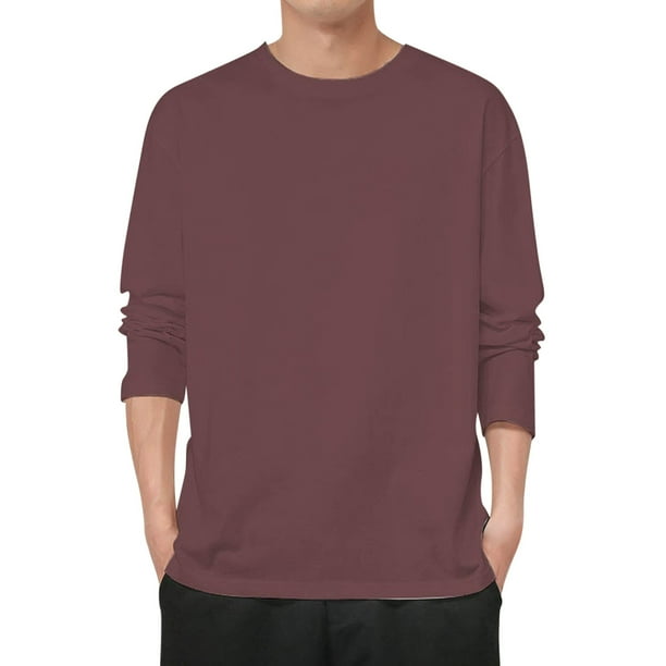 Sudadera de cuello redondo con forro polar para hombre: manga larga, corte ajustado, poliéster y spandex, tallas L-XXXXXL