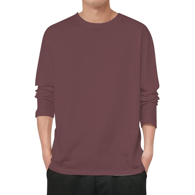 Sudadera de cuello redondo con forro polar para hombre: manga larga, corte ajustado, poliéster y spandex, tallas L-XXXXXL