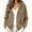 Khaki, variant on Women's Corduroy Hooded Shackets Button Front Drawstring Hood Shirt Jackets Long Sleeve Solid Color Corduroy Jackets with Pockets