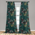 thumbnail image 2 of Vintage Window Curtains, Leaves Butterflies Flowers Pattern Minimalistic Style Nature Floral Art, Lightweight Decor 2-Panel Set with Rod Pocket, Pair of - 28"x63", Dark Fuchsia and Tan, by Ambesonne, 2 of 3