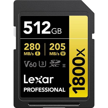 512GB 1800x Class 10 UHS-II U3 Gold Series Professional SDXC Memory Card