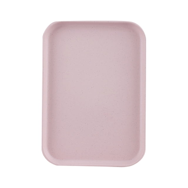 Kitchen Serving Tray Wheat Straw Rectangular Nordic Style Cupcake Fruit Snack Tea Tray for Home Office Restaurant Pink S (Approx. 25x17cm / 9.8x6.7in)