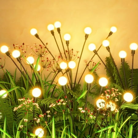 Flumy Solar Garden Lights Outdoor - 2 Pack 16 LED Firefly Lights Waterproof, Garden Decorations for Yard Patio Pathway Lawn Outside, Unique Gifts for Grandma Women, Solar Decor Warm White