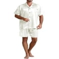 thumbnail image 1 of Men Summer Pajamas Set  Solid Color Button Top+Short Pants Sleepwear, 1 of 6