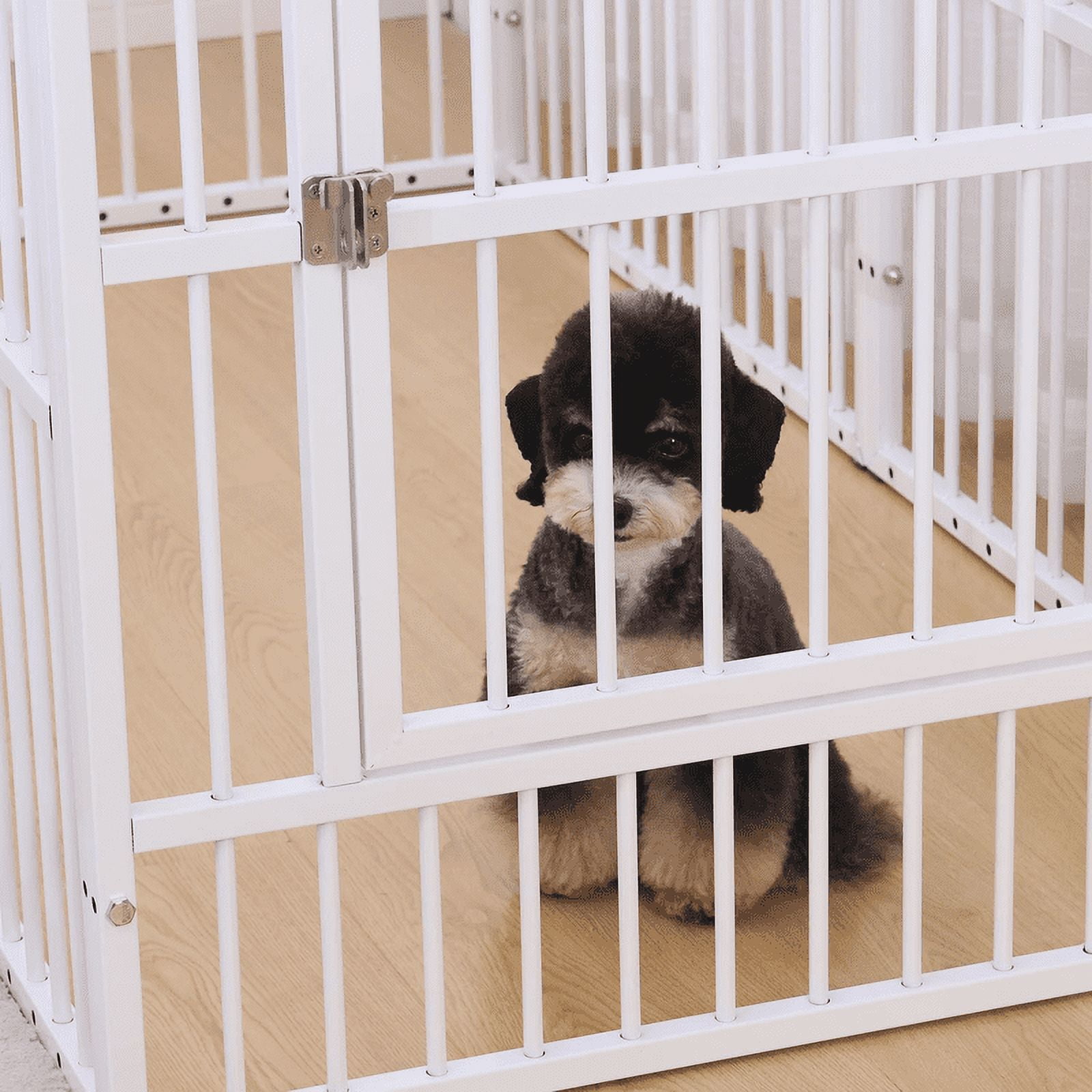 Walnest 6- Panel Metal Pet Exercise Play Pen with Door,31.5"H Foldable Exercise Pen & Pet Playpen Puppy Cat Exercise Fence Barrier Playpen Kennel,White