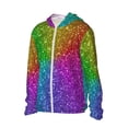 thumbnail image 3 of Goofa Colorful Glitter Printed Women's UPF 50+ Sun Protection Hoodie Jacket Lightweight Long Sleeve Sun Shirt for Women with Pocket Hiking Outdoor-X-Large, 3 of 9