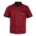 thumbnail image 2 of MYG Unisexe Hôtel Chef Vêtements Debout Col Bouton Manches Courtes T-shirt Tops, 2 of 9