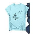 thumbnail image 3 of Xuanfei Women Dandelion Floral Print Short Sleeve Round Neck T-shirt, 3 of 7