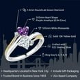 thumbnail image 2 of 925 Silver and 10K Yellow Gold Purple Amethyst White Moissanite and White Lab Grown Diamond 2 Heart Promise Couple Engagement Mother Ring (0.94 Cttw, Birthstone, Available in Size 5, 6, 7, 8, 9), 2 of 6