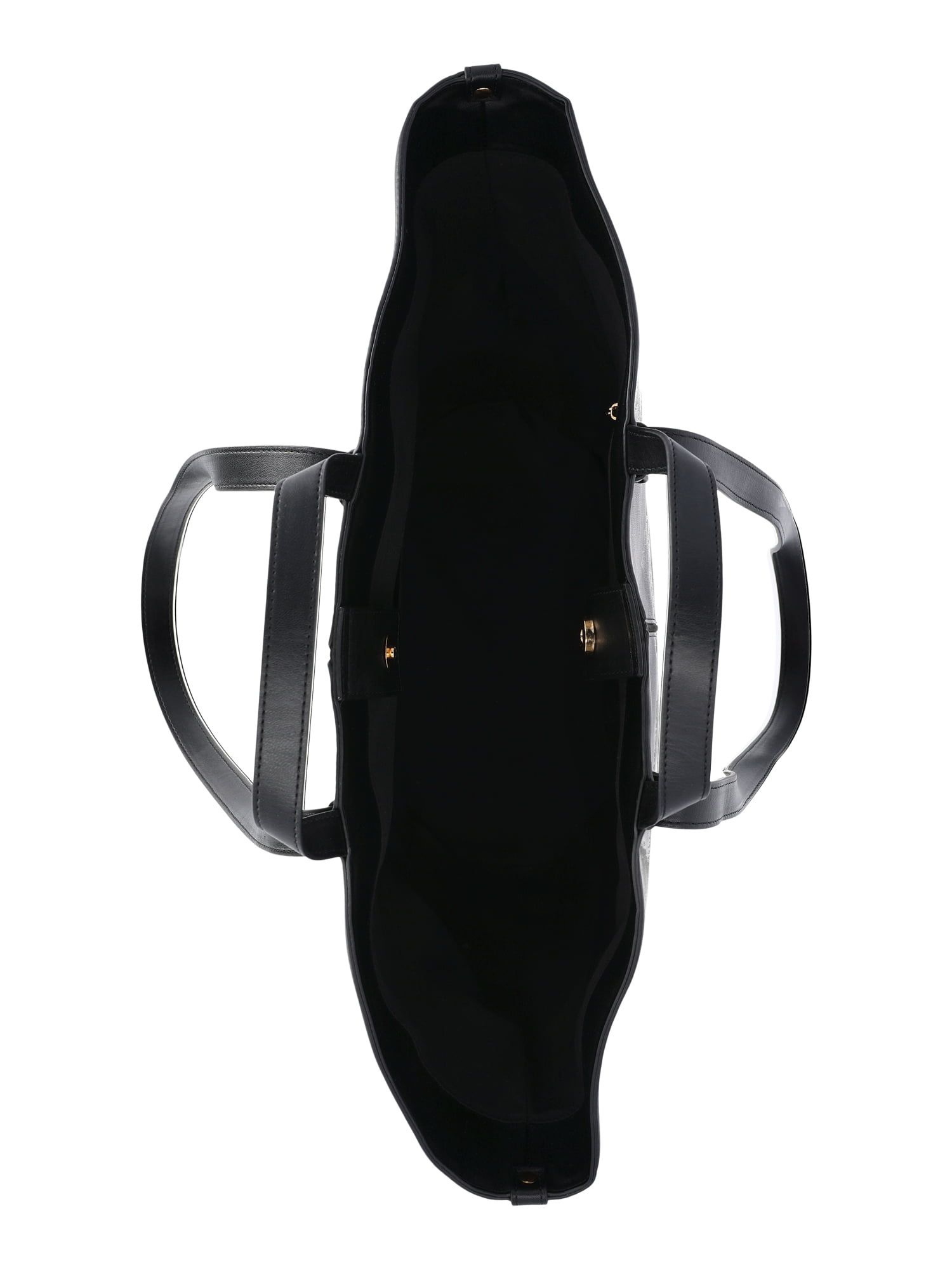 Time and Tru Women's Faux Leather Tulip Tote Handbag, Black