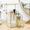 thumbnail image 1 of Organizador de maquillaje HKS Gold Glass Portaescobillas 15x11x20 cm, 1 of 5