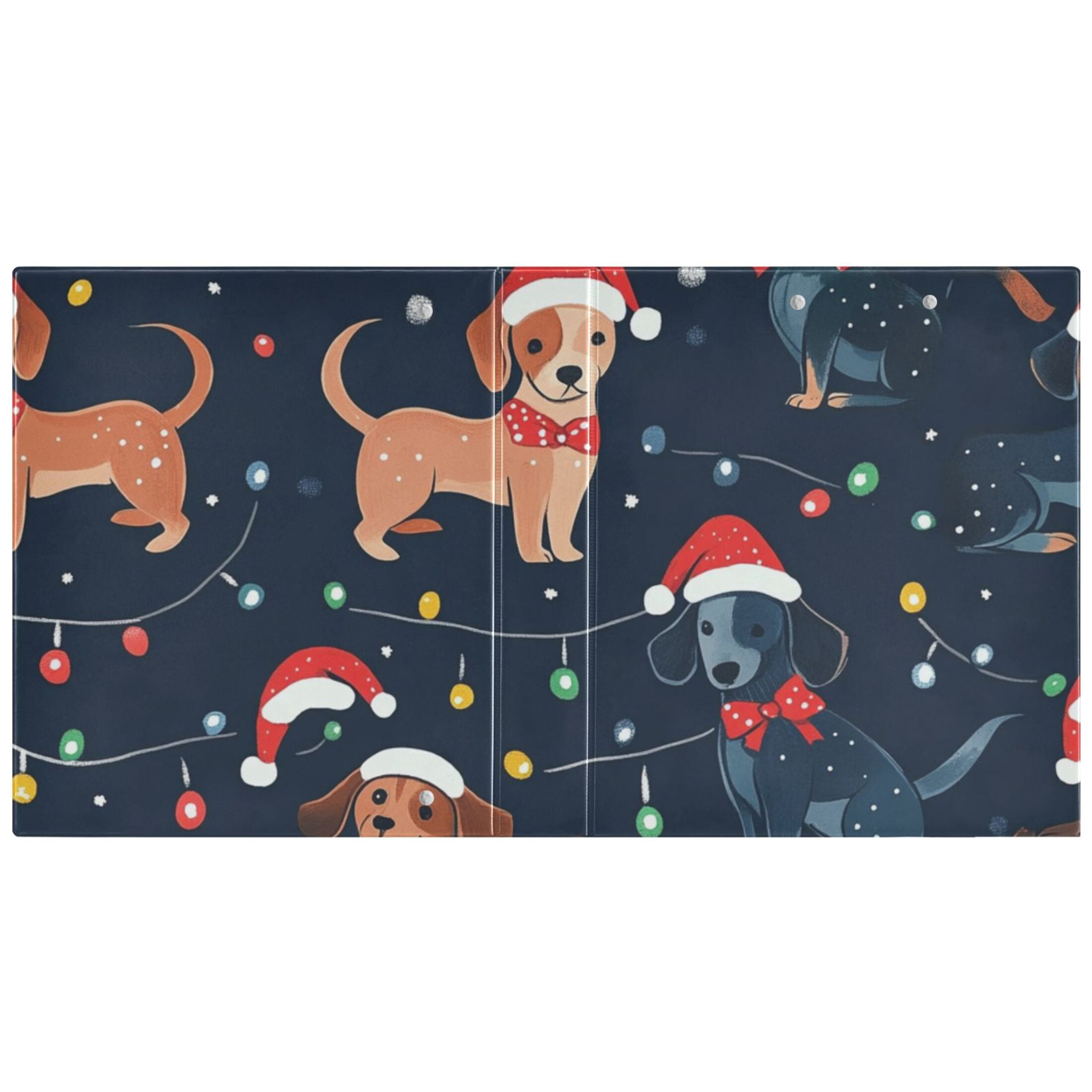Christmas Dogs Light 3 Ring Binders 1.5 inch Hardcover File Folders with Interior Pockets A4 Size Organizer for School Office Hospital Set of 2