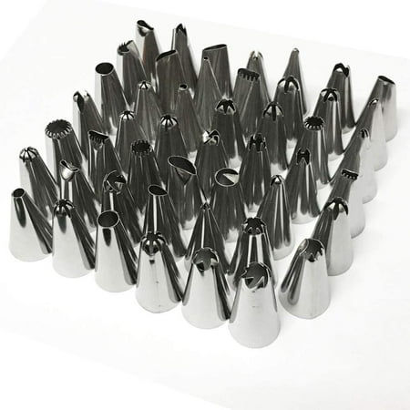 

48pcs Mini Pastry Nozzles Piping Bag 304 Stainless Steel Decorating Accessories - Cake Decorating for Pie Biscuit Pastry Candy Cake Cupcakes and Cookies