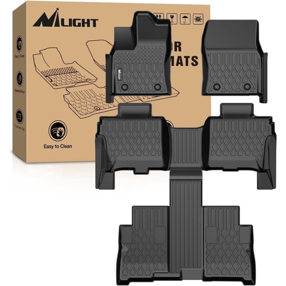 Nilight TPE Floor Mats for Toyota Sequoia 2023 2024 2025 All Weather Custom Fit Heavy Duty Floor Liners