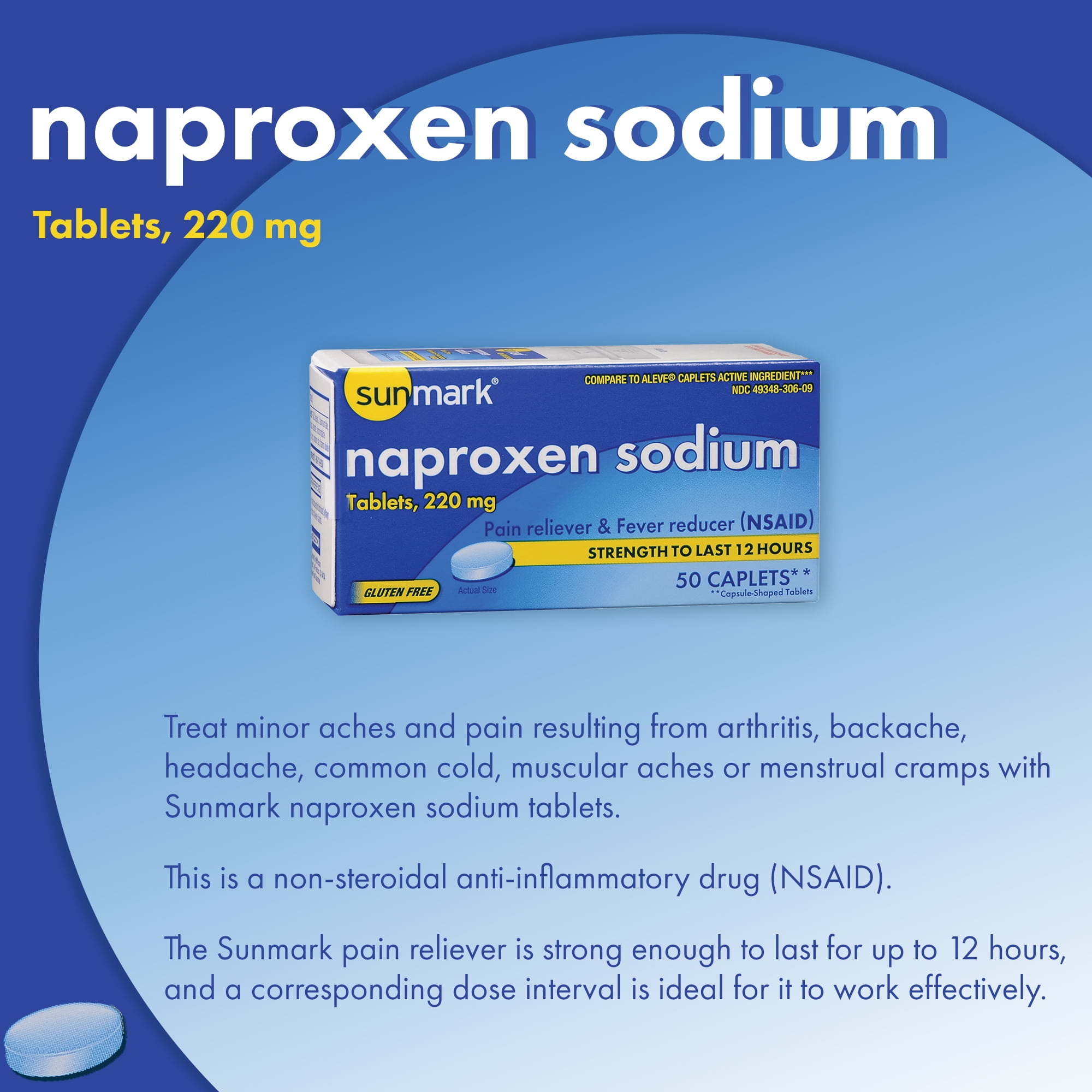 Buy Sunmark Naproxen Sodium Pain Reliever & Fever Reducer Caplets, 220