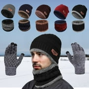 IPOW Winter Beanie Hat Scarf Set Warm Knit Hat Thick Knit Skull Cap for Kids (Coffee)