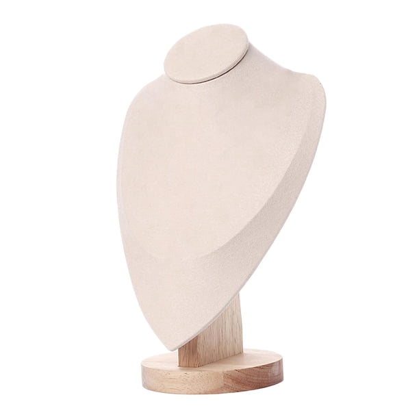 Expositor de joyas con base de madera, soporte para busto, cadena y maniquí Blanco roto L