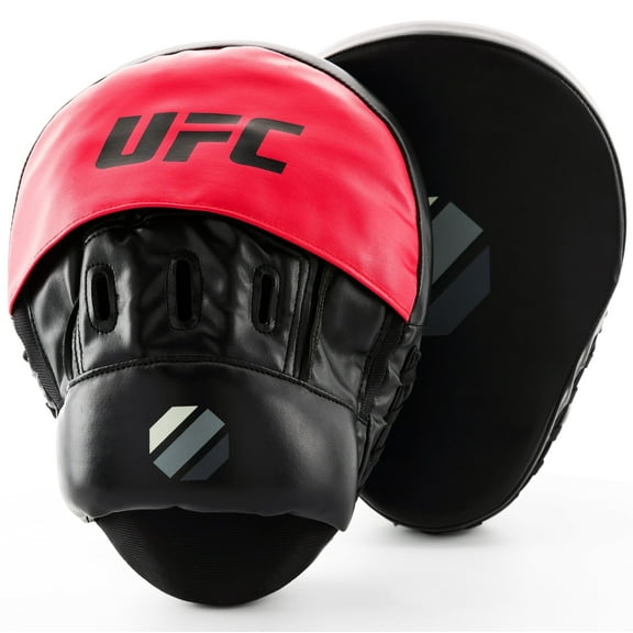 UFC Curved Focus Mitts - Black/Red - Durable, Ergonomic MMA and Boxing Punch Mitts for Striking Precision and Power