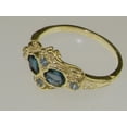 thumbnail image 3 of British Made 14k Yellow Gold Natural London Blue Topaz & Aquamarine Womens Band Ring - Size 5, 3 of 5