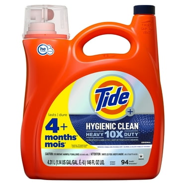 Tide Laundry Detergent Liquid 2X Low Suds Original HD Hygienic Clean, 146 fl oz