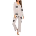 thumbnail image 2 of Riecok 2 Piece Pajama Set for Women V Neck PJ Set Long Sleeve Tops and Pants Cute Print Comfortable Soft Sleepwear, 2 of 5
