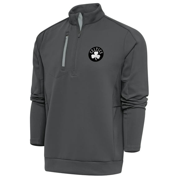 Men's Antigua Pewter Boston Celtics Metallic Logo Generation Quarter-Zip Top