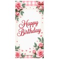 thumbnail image 2 of Floral Design Happy Birthday Banner Romantic Style Pink Roses Birthday Decoration for Celebration Indoor Party Event, 2 of 8