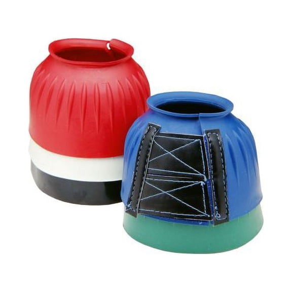 Medium Tough 1 Heavy Duty Open Horse Leg Rubber Bell Boots W/ Leather Grip Red