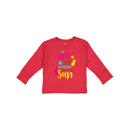 

Inktastic Girls Just Wanna Have Sun Pineapple Cocktail Gift Toddler Toddler Girl Long Sleeve T-Shirt