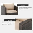 thumbnail image 7 of SUNCROWN Outdoor Patio Furniture Sectional Sofa and Chair (6-Piece Set) All-Weather Brown Wicker with Seat Cushion and Modern Glass Coffee Table (Brown Cushion), 7 of 7