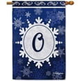 thumbnail image 1 of Welcome Winter Snowflake Monogram O Decorative House Flag Initial Letter Snow Deocr Banner for Inside and Outside 28x40 Inch Double Sided, 1 of 6