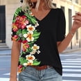 thumbnail image 4 of DeHolifer Women's Tops Casual Printed Short Sleeve V-Neck T-Shirts Summer Casual Tees Tops Green S, 4 of 6