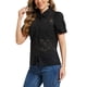 thumbnail image 4 of INSPIRAR CHIC Blusas de Encaje de Manga Corta con Botones XS Negro, 4 of 5